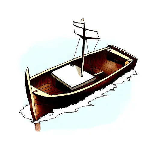 Small boat burning tattoo design idea