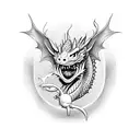 dragon with rose in mouth tattoo design idea