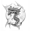 dragon with rose in mouth tattoo design idea