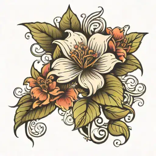 Flower mixed tattoo design idea