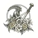 elden ring type scythe tattoo design idea