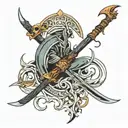 elden ring type scythe tattoo design idea