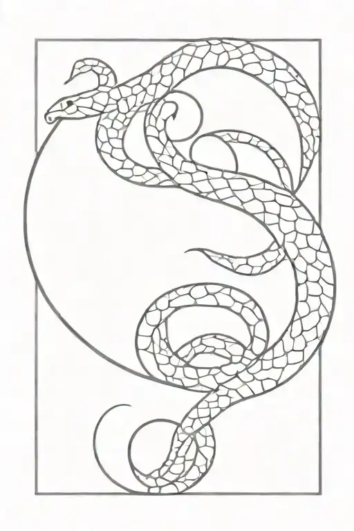 yin and yang snake , one black with white dot, and other white with black dot, intertwined in circle tattoo design idea