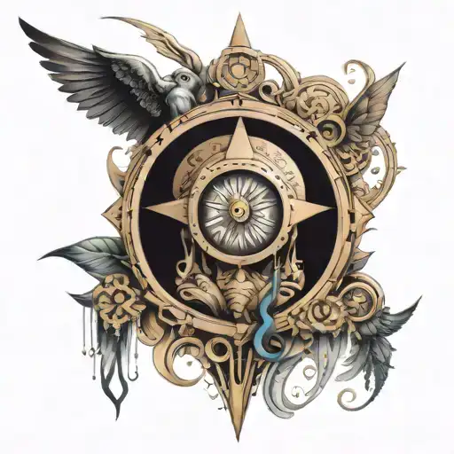 design a tattoo with lord shivas third eye positioned vertically and half opened, incorporate that into a clock indicati tattoo design idea