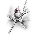 Cardinal on a branch tattoo design idea