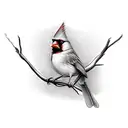 Cardinal on a branch tattoo design idea