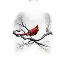 Cardinal on a branch tattoo design idea
