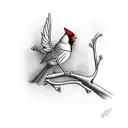 Cardinal on a branch tattoo design idea