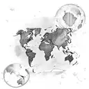 A detailed world map with vibrant colors, highlighting the countries you've visited and incorporating elements of radiation therapy to represent your occupation tattoo design idea