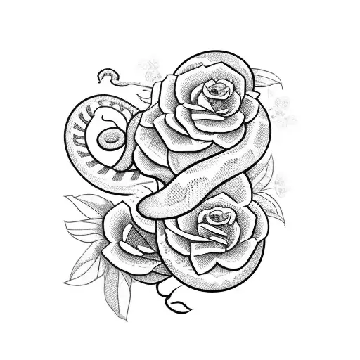 snake with flowers and a 19 tattoo design idea
