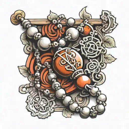 Prayer beads detailed drawing tattoo design idea