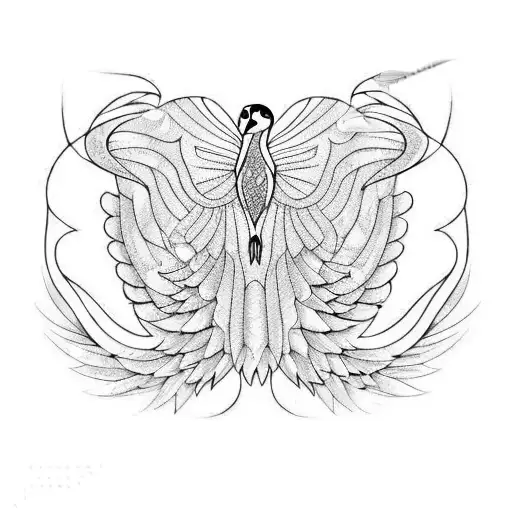 swan fly tattoo design idea