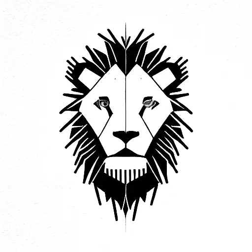 cyber lion, black and green colours tattoo design idea