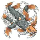 dragon koi fish transforming tattoo design idea
