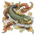 dragon koi fish transforming tattoo design idea