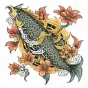 dragon koi fish transforming tattoo design idea