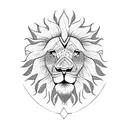 lion head and sun tattoo design idea