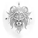 lion head and sun tattoo design idea