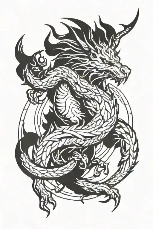 A tattoo of a mythical creature embodying the concept of dualism, with one side representing light and the other representing darkness tattoo design idea