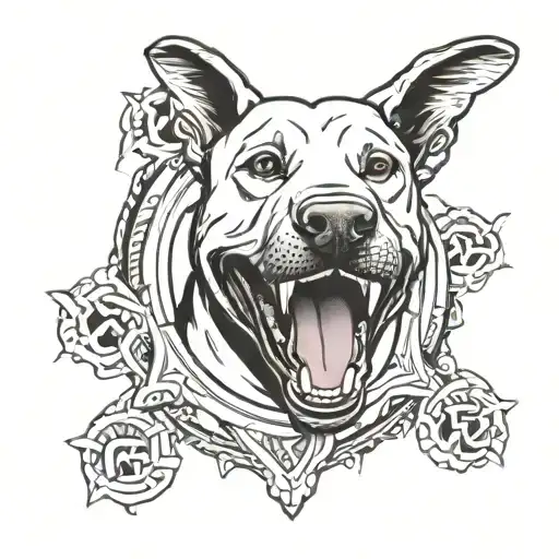 Real Madrid logo Against the background of a bull terrier with a grin tattoo design idea