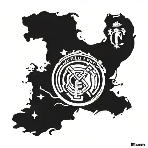Real Madrid logo, which casts a shadow in the form of the UEFA Champions League Cup tattoo design idea