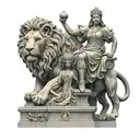 Statue of the goddess Cibeles with lions, holding in her hand the logo of the Real Madrid football club tattoo design idea