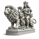 Statue of the goddess Cibeles with lions, holding in her hand the logo of the Real Madrid football club tattoo design idea