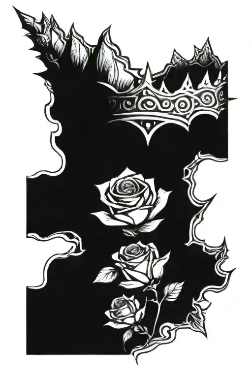 rose spike crown tattoo design idea