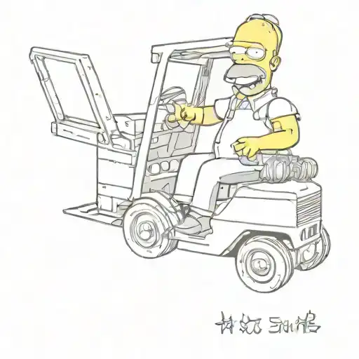 Homer Simpson on forklift driver tattoo design idea