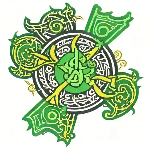 csgo ct symbol merged T symbol surrounded green paint tattoo design idea