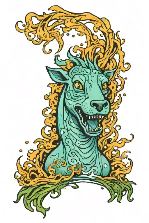 kelpie emerging from water seaweed mane sickly tattoo design idea