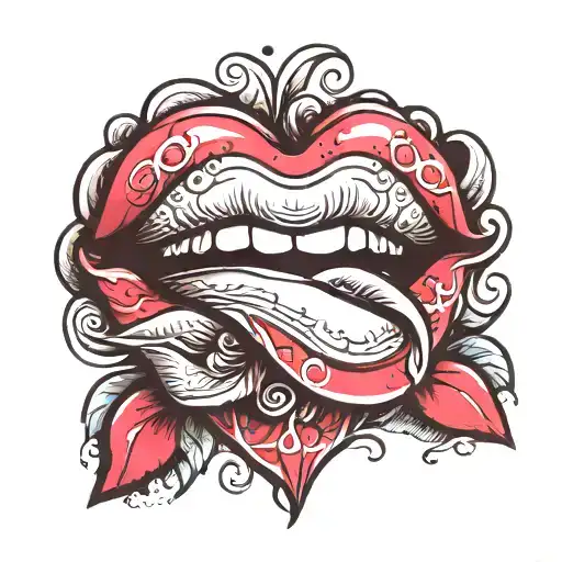 lips with beating heart tattoo design idea