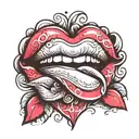 lips with beating heart tattoo design idea