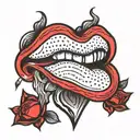 lips with beating heart tattoo design idea