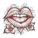 lips with beating heart tattoo design idea