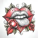 lips with beating heart tattoo design idea
