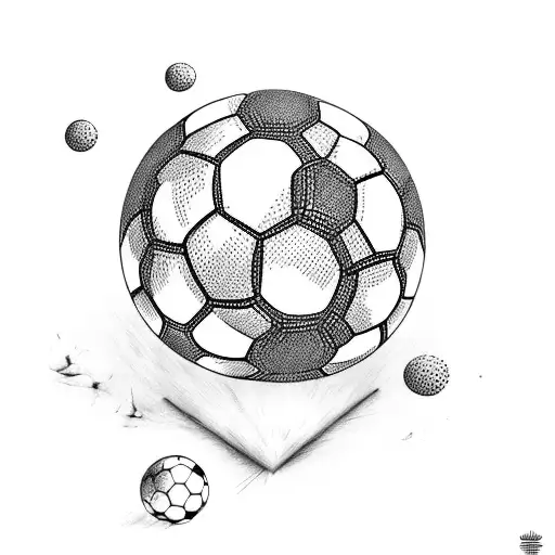 soccer ball and kid tattoo design idea