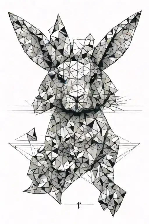 rabbit origami paper boat tattoo design idea