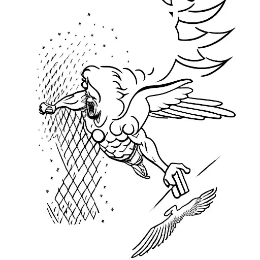 A minimalist tattoo of Icarus breaking free from chains tattoo design idea