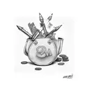 word MM on a money bag with hundreds  tattoo design idea