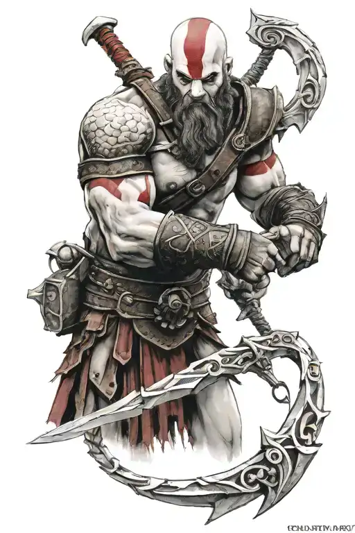 god of war Ragnarok style tattoo design idea