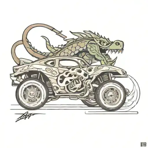 Lightning McQueen Car with Dragon Livery on it tattoo design idea