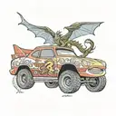 Lightning McQueen Car with Dragon Livery on it tattoo design idea