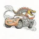 Lightning McQueen Car with Dragon Livery on it tattoo design idea
