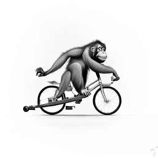 orangutan riding a tricycle tattoo design idea