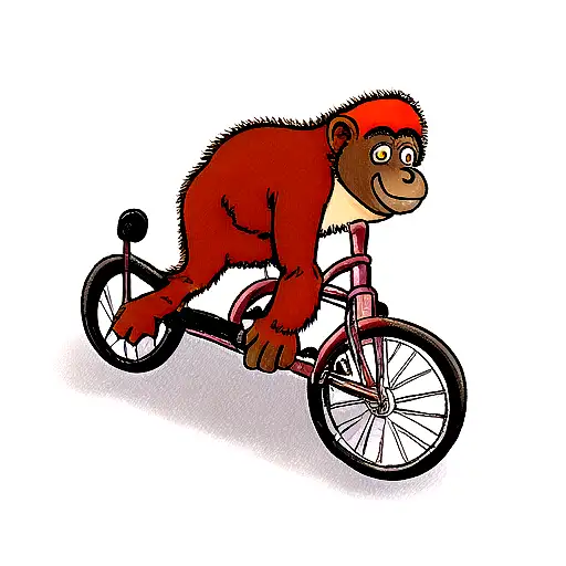 orangutan riding a tricycle tattoo design idea