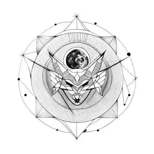 moon and gods tattoo design idea