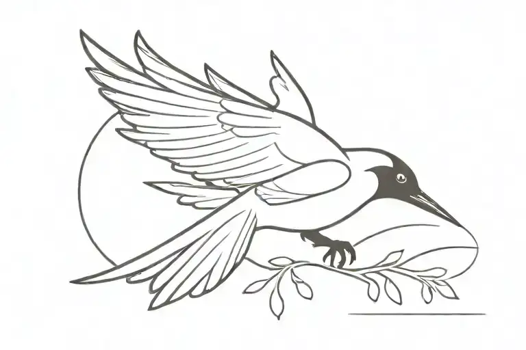 magpie flying tattoo design idea