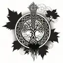 celtic cross, vegvisir and tree of life syringe and eye tattoo design idea