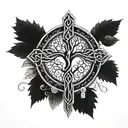celtic cross, vegvisir and tree of life syringe and eye tattoo design idea